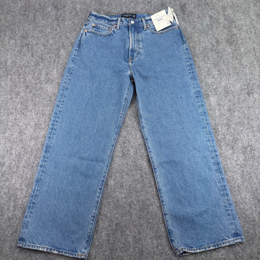 Abercrombie Fitch Jeans Men's 31x30 (Fits 31x28.5) Blue Baggy Rigid Denim NWT